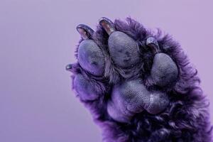 AI generated A majestic purple fuzzy animal, featuring intricate details in a close-up view. photo