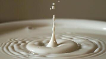 AI generated Drop falling into cream or milk photo