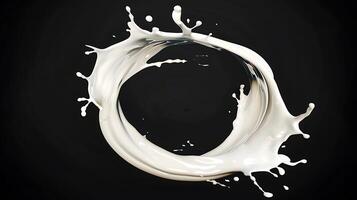 AI generated milk or white liquid splash isolated on black background photo