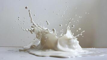 ai generado Leche chapoteo aislado en blanco antecedentes foto