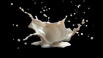 AI generated milk or white liquid splash isolated on black background photo