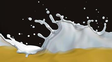 AI generated milk or white liquid splash isolated on black backgroun photo