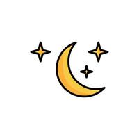 Luna icono, Luna y estrellas, creciente noche. icono en de moda estilo aislado en blanco antecedentes. sitio web pictograma. Internet símbolo para tu web sitio diseño, logo, aplicación, ui vector