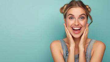 AI generated The Power of a Smile, Radiant and Confident Young Woman with Copy Space, Generative AI photo