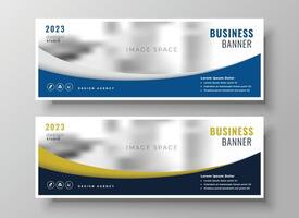 elegant wavy set of two business banner design vector