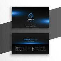 black business card with blue glows template design vector