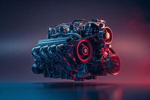 AI generated A close-up of the cutting-edge automotive engine, displaying advanced design and technology. photo