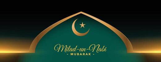 milad Naciones Unidas nabi dorado brillante bandera diseño vector