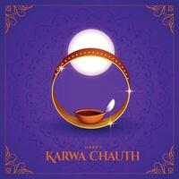 Happy karwa chauth decorative background of indian festival vector