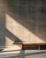 AI generated minimalist interior design, concrete texture with natural wood accents, in modern elegance photo