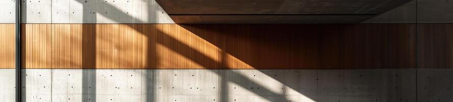 ai generado minimalista interior diseño, hormigón textura con natural madera acentos, en moderno elegancia foto