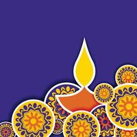 happy diwali banner with hand drawn diya and indian style design vector