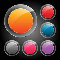 six glossy glass buttons in different colors vector