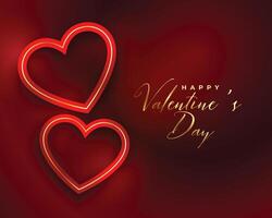 valentines day romantic background with two red hearts vector