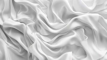 AI generated white silk fabric with waves abstract background photo