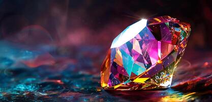 AI generated colorful pristine crystal stone set against a dark background photo