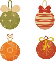 Collection of Christmas Ball Decoration. Vector Illustration on a White Background.