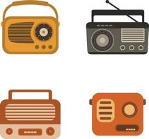 Old Radio Stereo Icon Set. Vintage Style. Isolated On White Background vector