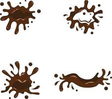 Chocolate Splash With Different Shapes and Design. Isolated On White Background. Vector Illustration Set.