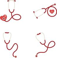 Stethoscope Medical Icon Collection. Isolated On White Background vector