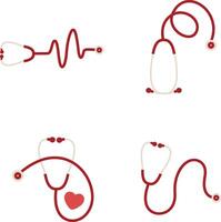 Stethoscope Medical Icon Collection. Isolated On White Background vector