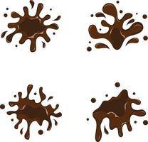 Chocolate Splash With Different Shapes and Design. Isolated On White Background. Vector Illustration Set.