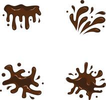 Chocolate Splash With Different Shapes and Design. Isolated On White Background. Vector Illustration Set.