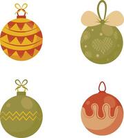 Collection of Christmas Ball Decoration. Vector Illustration on a White Background.