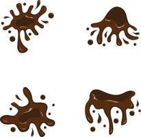 Chocolate Splash With Different Shapes and Design. Isolated On White Background. Vector Illustration Set.