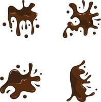 Chocolate Splash With Different Shapes and Design. Isolated On White Background. Vector Illustration Set.