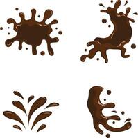 Chocolate Splash With Different Shapes and Design. Isolated On White Background. Vector Illustration Set.