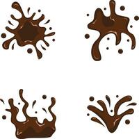 Chocolate Splash With Different Shapes and Design. Isolated On White Background. Vector Illustration Set.