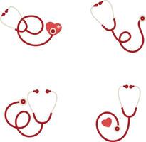 Stethoscope Medical Icon Collection. Isolated On White Background vector