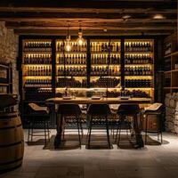 AI generated Luxury wine cellar degustation photo