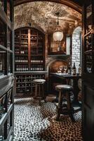 AI generated Luxury wine cellar degustation photo