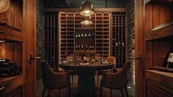 AI generated Luxury wine cellar degustation photo