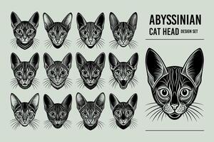 AI generated Meowing abyssinian cat head sticker design bundle vector