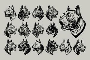 AI generated Collection of side view american bully dog head design vector