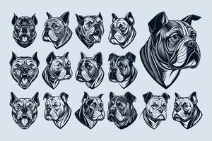 AI generated Hand drawn side view bulldog head illustration design set vector