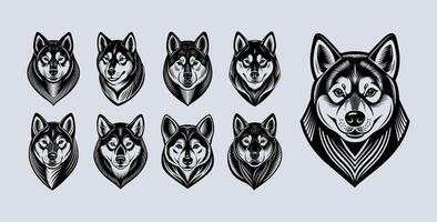 AI generated Bundle of Shiba inu dog face illustration design vector