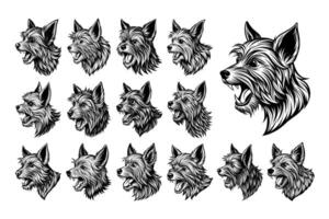 AI generated Side view of Yorkshire terrier dog head illustration design set vector