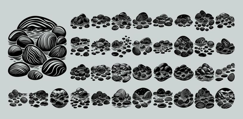 AI generated River rock illustration design template bundle