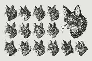 AI generated Adorable side view of somali cat head design vector set