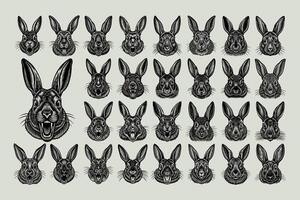 AI generated Front view of rabbit head silhouette illustration design set vector