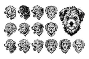 ai generado colección de maltipoo perro cabeza ilustración diseño vector