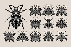 AI generated Detailed bug silhouette illustration design bundle vector