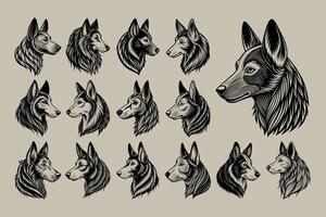 AI generated Collection of Sarabi dog head illustration design in side view vector