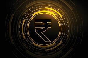 futuristic digital currency background indian rupee symbol vector