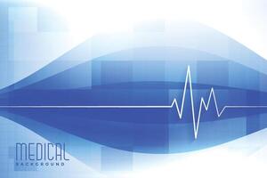 azul médico y cuidado de la salud antecedentes con latido del corazón línea vector