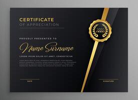 black and gold multipurpose certificate template design vector